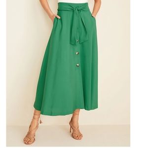 Petite Tie Waist Button Pocket Maxi Skirt